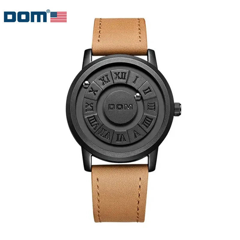 DOM 1345 Fashion New Personalized Floating Magnetic Pointer Free Ball Bearing Creative Waterproof Quartz Watch for Men Clock