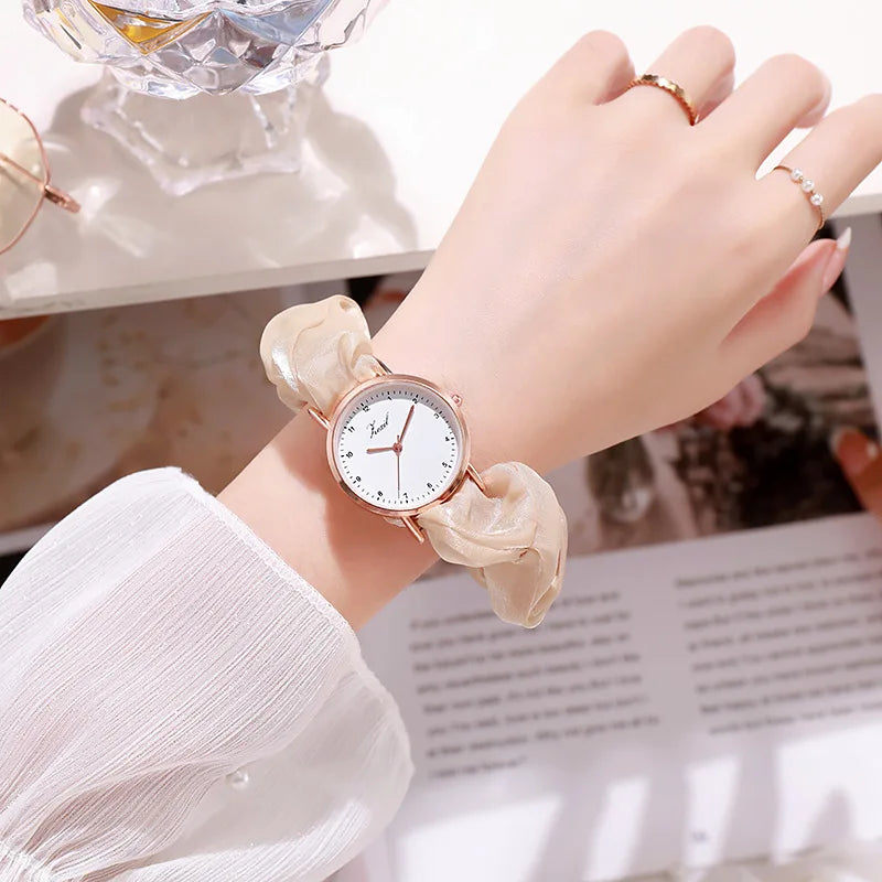 Montre Femme Creative Ribbon Women's Quartz Watches Ladies Color Fabric Belt Wristwatch for Women Stylish Dress Reloj Mujer