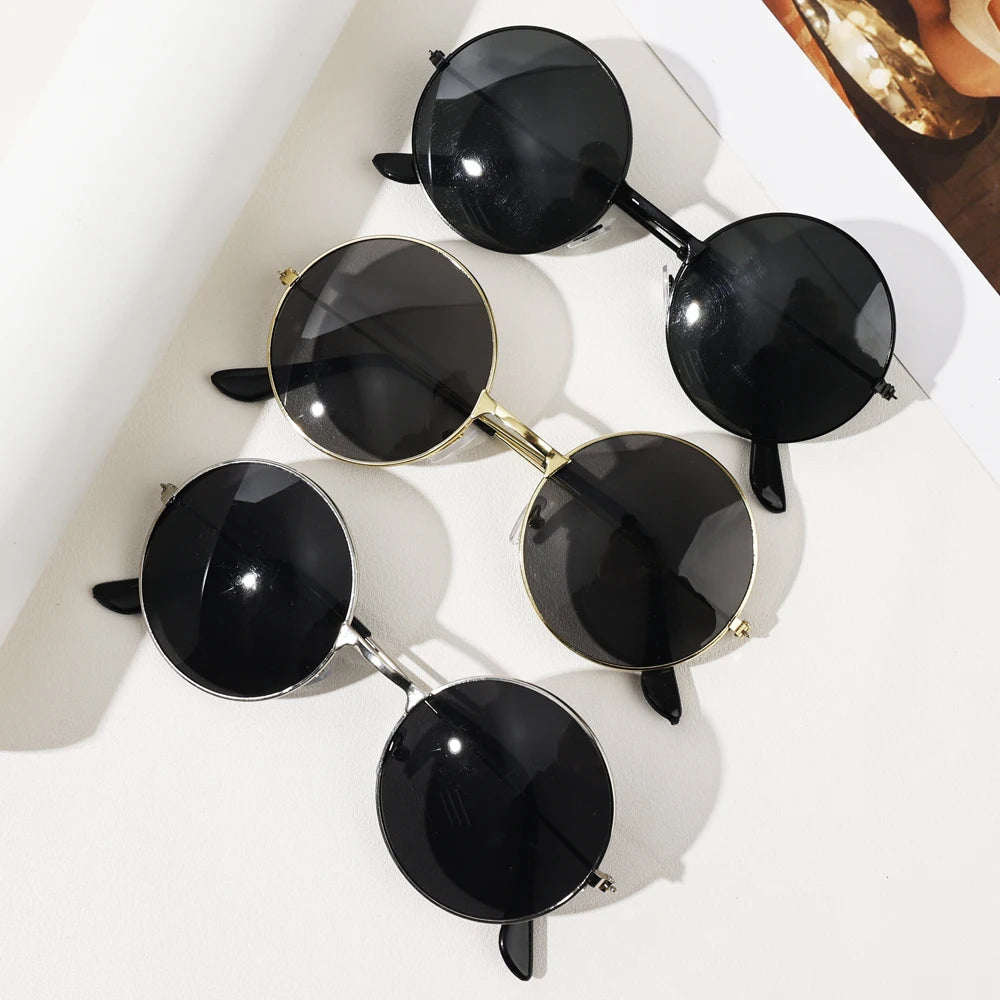 Small Round Sunglasses Women Men UV400 Metal Brand Designer Punk Sun Glasses
