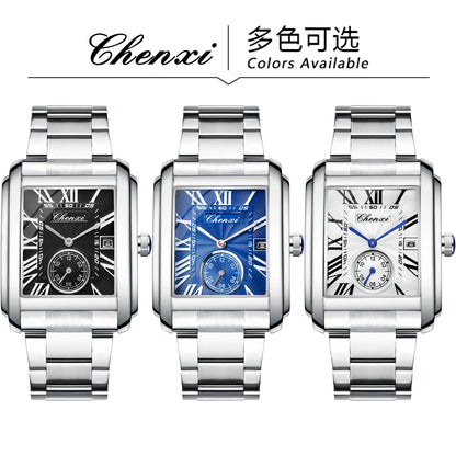 CHENXI 8216 Top Luxury Brand Square Silver Color Men Quartz Watches
