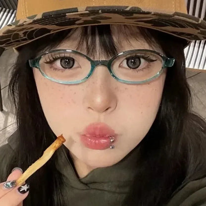 Retro Red Small Frame Face Y2K Spicy Girl Eyeglasses