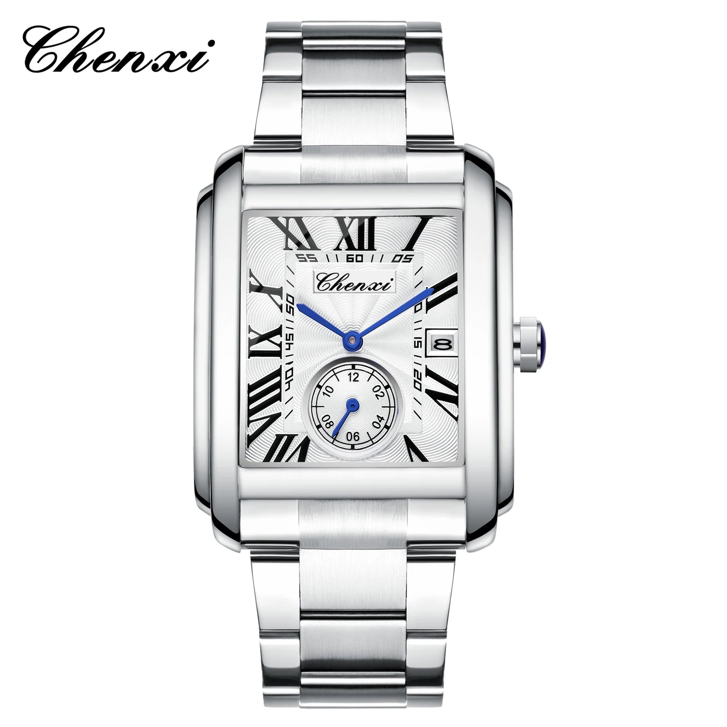 CHENXI 8216 Top Luxury Brand Square Silver Color Men Quartz Watches