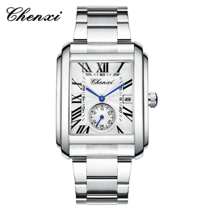 CHENXI 8216 Top Luxury Brand Square Silver Color Men Quartz Watches
