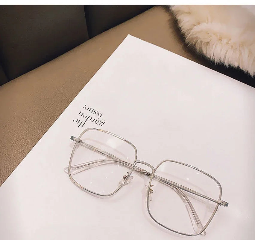 Anti Blue Light Reading Glasses Women Fashion Glitter Anti Blue Light Presbyopic Eyeglasses Frame Oversize Metal Eyewear óculos