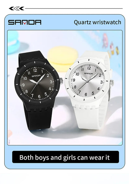 SANDA 9075 Men New Luxury Simple Original Watches Gift Silicone Quartz Wristwatches
