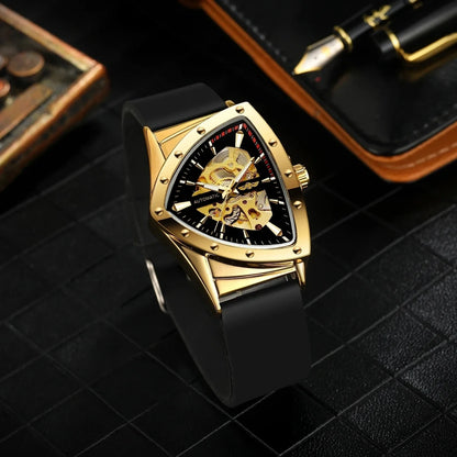 Winner 395R Silicone Sport Men's Luminous Watches Skeleton Automatic Mechanical Watch