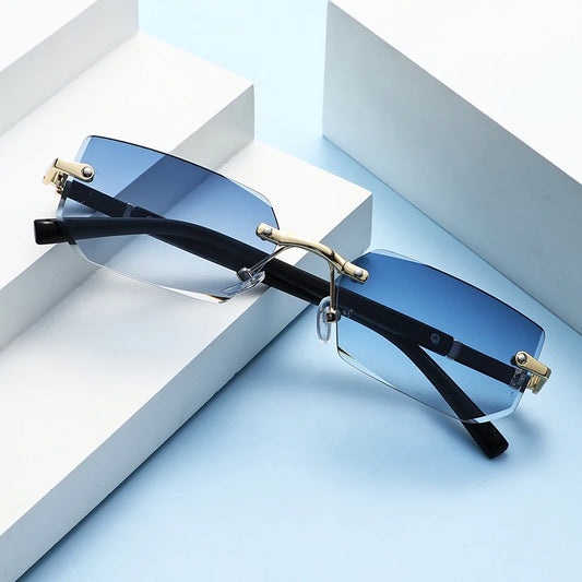 Trendy Rimless Sunglasses for Men Women Fashion Frameless Rectangle Sun Glasses