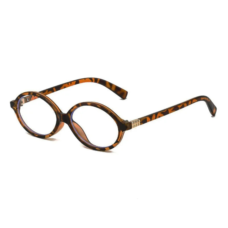 Y2K Retro Oval Frame Glasses Women Leopard Ins Sweet Cool Eyewear Trend Brand Reading Computer Anti Blue Light Eyeglasses