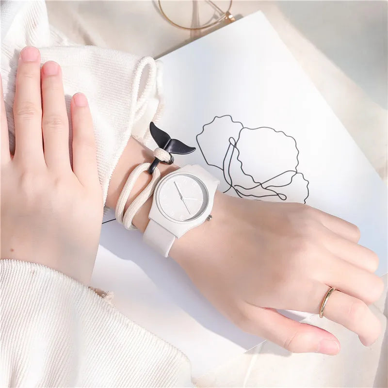 Candy Colors Silicone Strap Quartz Wristwatch Student Watch INS Korean Fashion Trendy Ladies Wristwatch Simple Versatile Clock