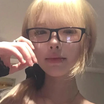 Black Amber VintageY2K Frame Glasses for Women Small Square Eyeglass