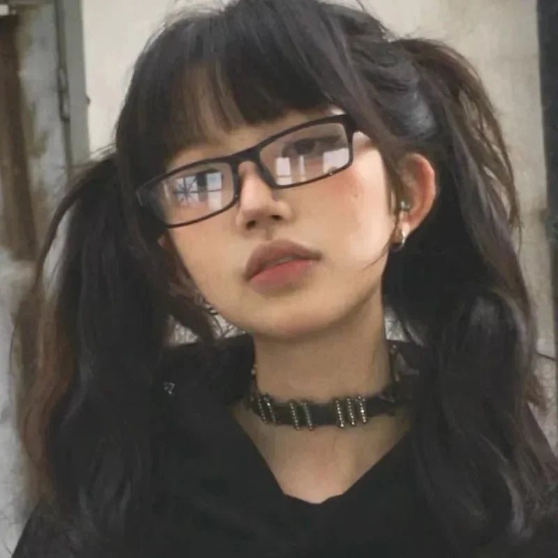 Black Amber VintageY2K Frame Glasses for Women Small Square Eyeglass