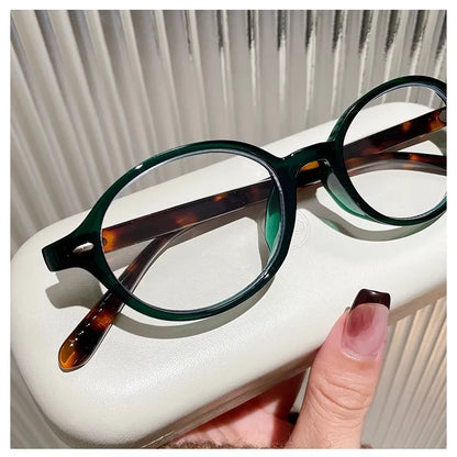 Y2K Retro Blue Green Oval Small Frame Glasses Frame Women's Anti Blue Light Glasses 2023 Fashion Style Eyeglasses Frame Eyewear