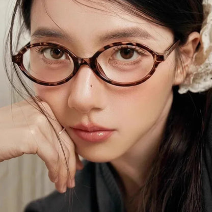 1/2pcs New Women Leopard Y2K Retro Oval Frame Glasses Sweet Cool Eyewear
