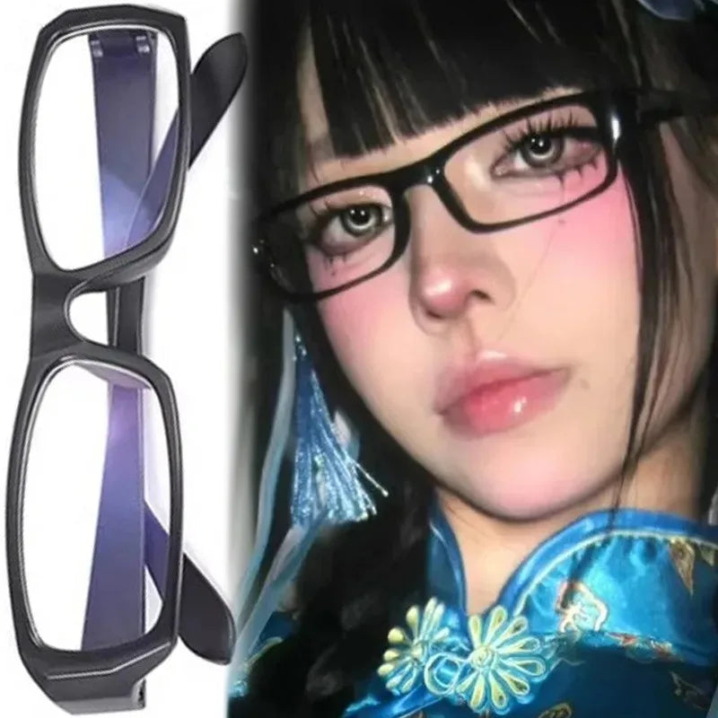 Black Amber VintageY2K Frame Glasses for Women Small Square Eyeglass