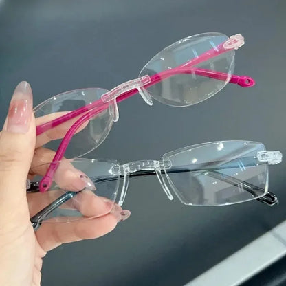 Retro Narrow-frame Glasses Women Anti-Blue Light Rimless Y2K Square Harajuku Eyewear Decorative Computer Eyeglasses Accessories
