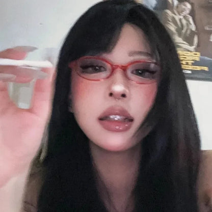 Retro Red Small Frame Face Y2K Spicy Girl Eyeglasses