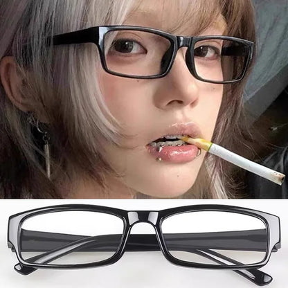 Black Amber VintageY2K Frame Glasses for Women Small Square Eyeglass