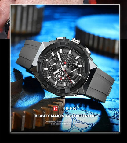 Curren 8462 Top Brand Luxury Men Watch Silicone Sports Quartz Mens Watches
