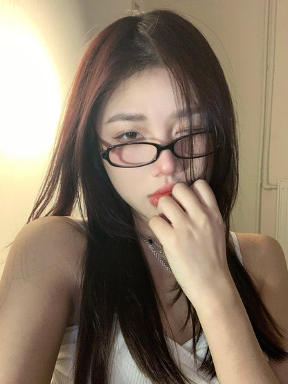 New Retro Blue Green Oval Small Frame Glasses Frame Women's Anti Blue Light Glasses Fashion Y2K Square Eyeglasses Frame