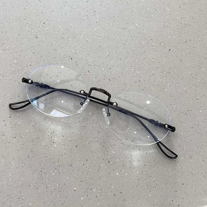 New Trendy Anti-blue Light Vintage Frameless Square Eyeglasses for Women Girls Blue Light Blocking Glasses Eyewear Accessories