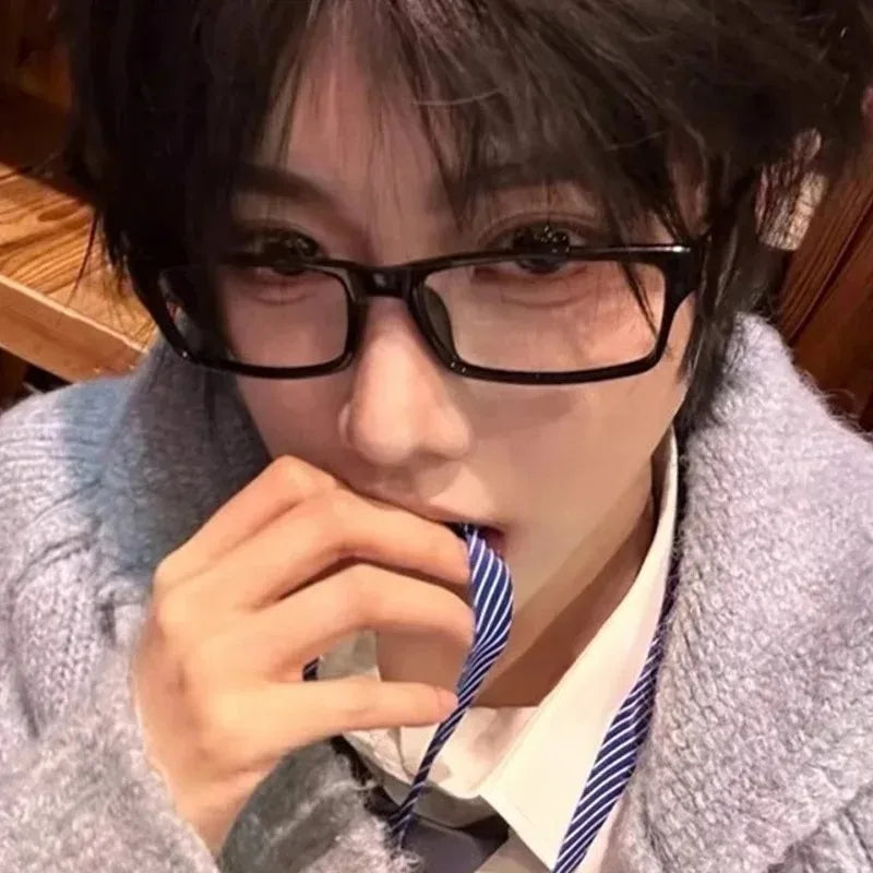 Black Amber VintageY2K Frame Glasses for Women Small Square Eyeglass