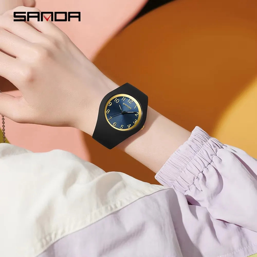 SANDA 6186 Fashion Teenagers Silicone Strap Quartz Watch