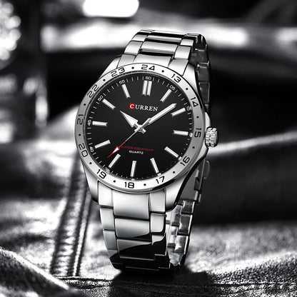 CURREN 8452 Casual Sport Simple Business Men's Watches 2025 Stainless Steel Band Wristwatch Quartz Clock with Luminous Pointers