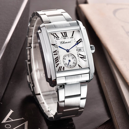 CHENXI 8216 Top Luxury Brand Square Silver Color Men Quartz Watches