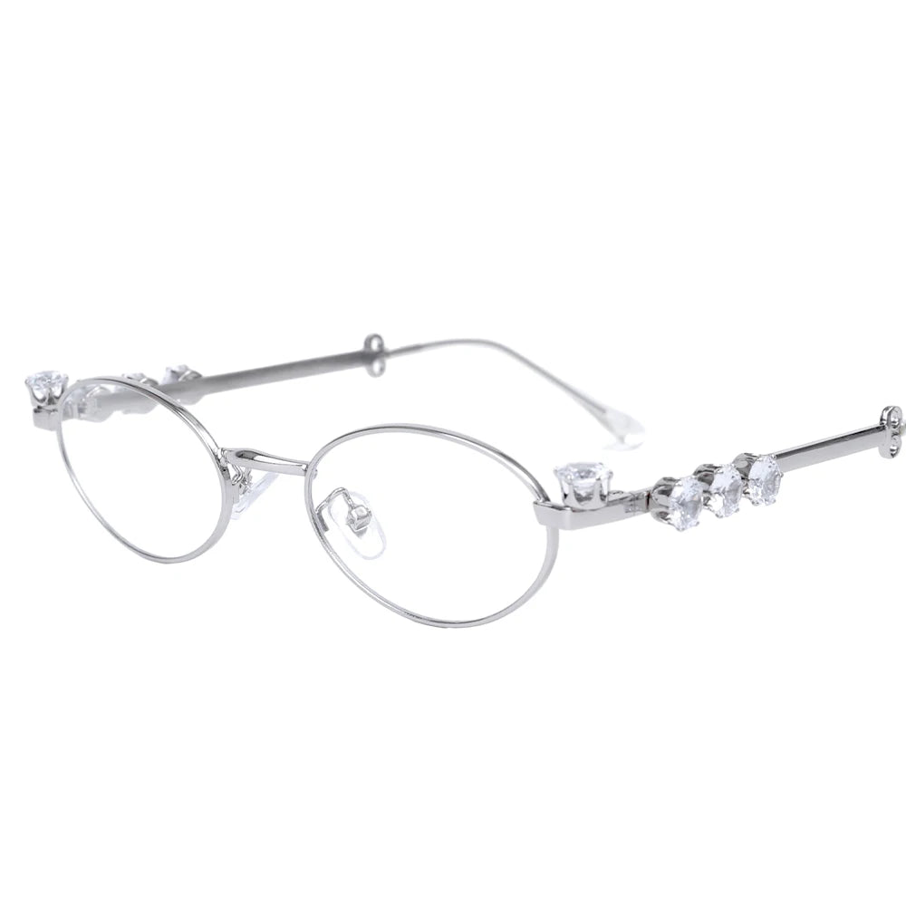Japanese Small Oval Rhinestone Eyeglasses Frame for Women