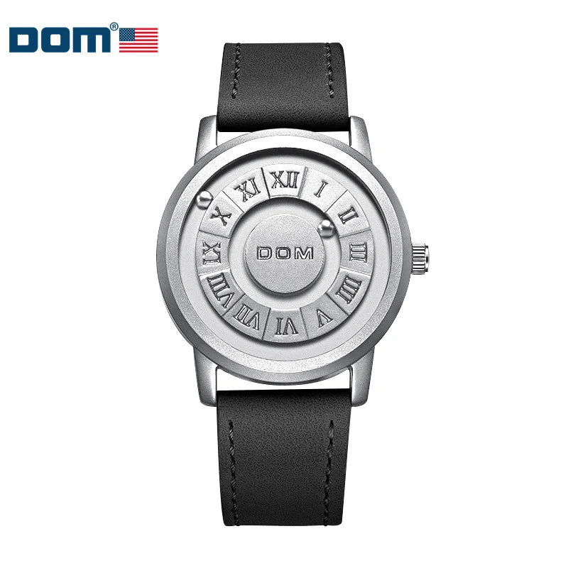 DOM 1345 Fashion New Personalized Floating Magnetic Pointer Free Ball Bearing Creative Waterproof Quartz Watch for Men Clock