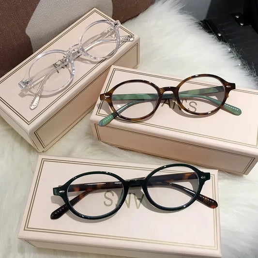 Y2K Retro Blue Green Oval Small Frame Glasses Frame Women's Anti Blue Light Glasses 2023 Fashion Style Eyeglasses Frame Eyewear
