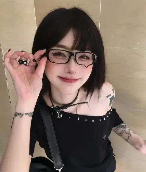 Fashion Anime Y2K Teardrop Cosplay Glasses Unisex No Lenses Eyeglass Japanese Costume Props Spectacles Retro Eyewear Accessories