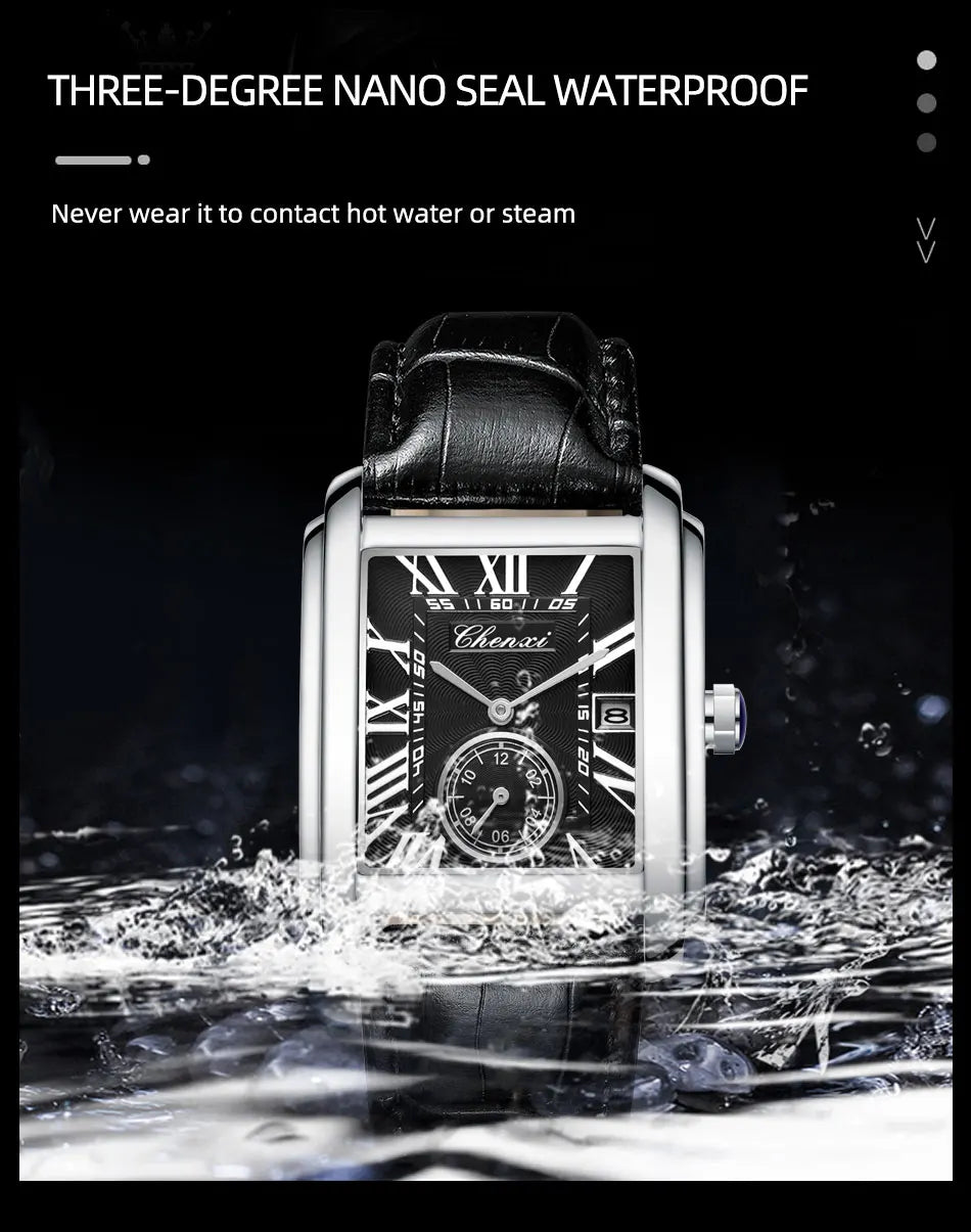 CHENXI 8216 Elegant Waterproof Square Men's Quartz Watch