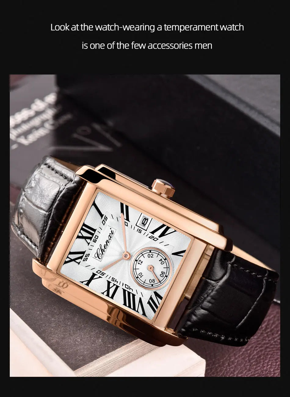 CHENXI 8216 Elegant Waterproof Square Men's Quartz Watch