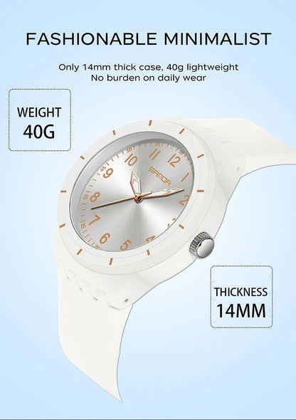 SANDA 9075 Men New Luxury Simple Original Watches Gift Silicone Quartz Wristwatches