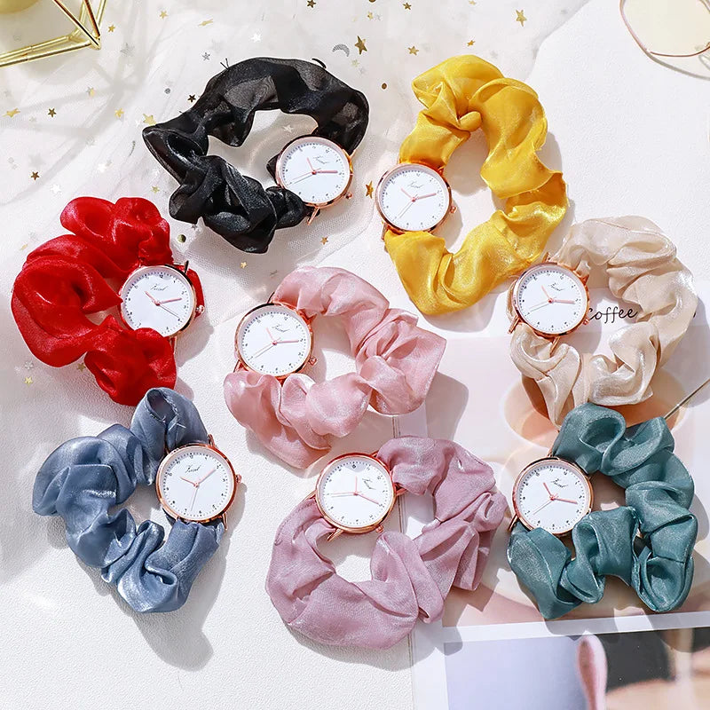 Montre Femme Creative Ribbon Women's Quartz Watches Ladies Color Fabric Belt Wristwatch for Women Stylish Dress Reloj Mujer