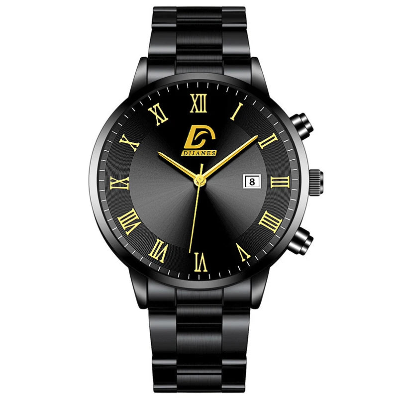 Fashion Mens Gold Watches Luxury Minimalist Quartz Wrist Watch