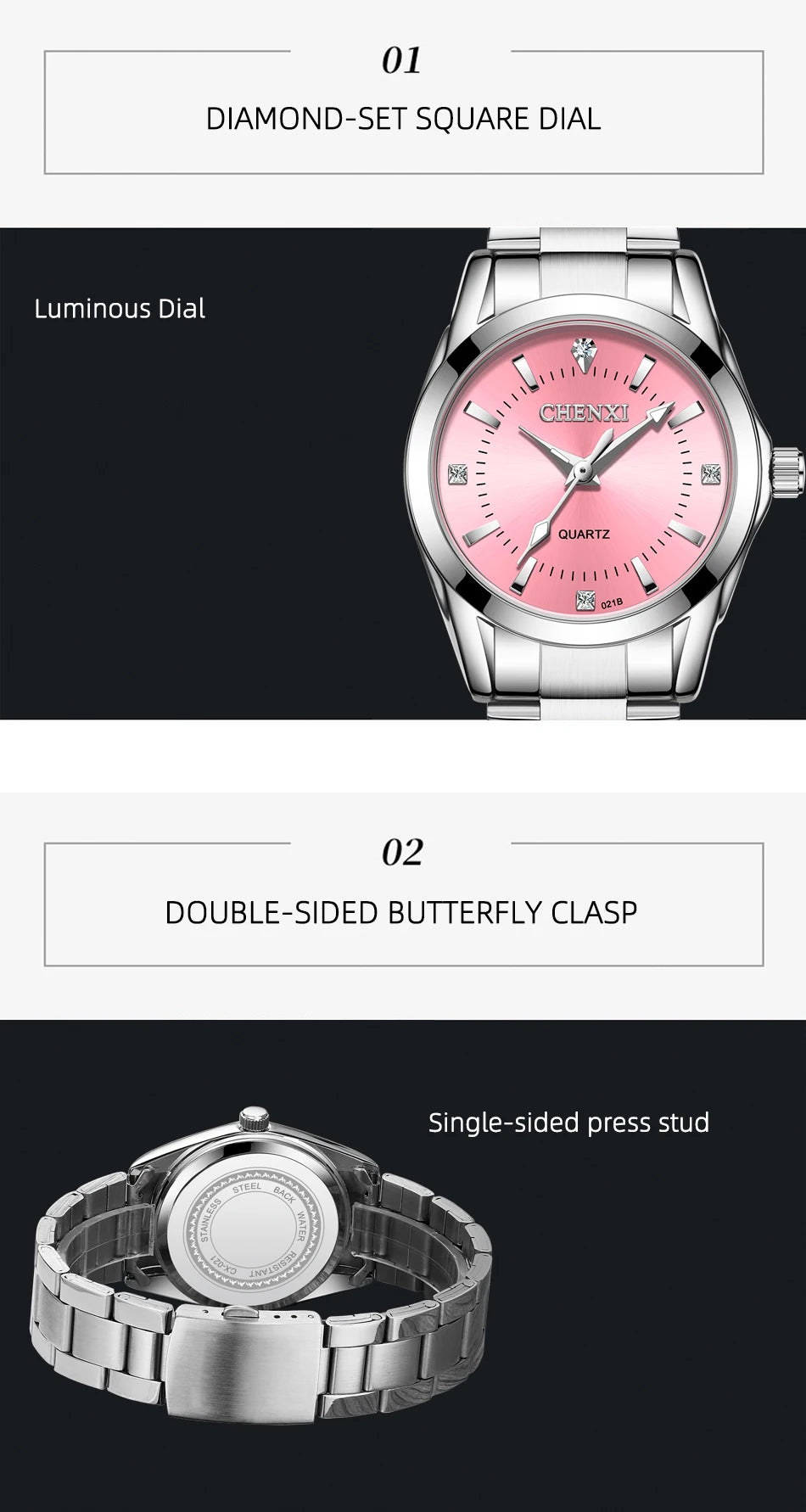 CHENXI 021B Women's Quartz Watch Fashion Elegant Waterproof Watch