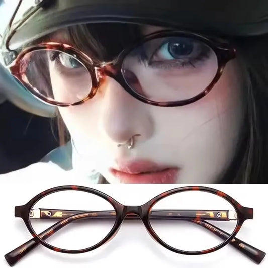 1/2pcs New Women Leopard Y2K Retro Oval Frame Glasses Sweet Cool Eyewear
