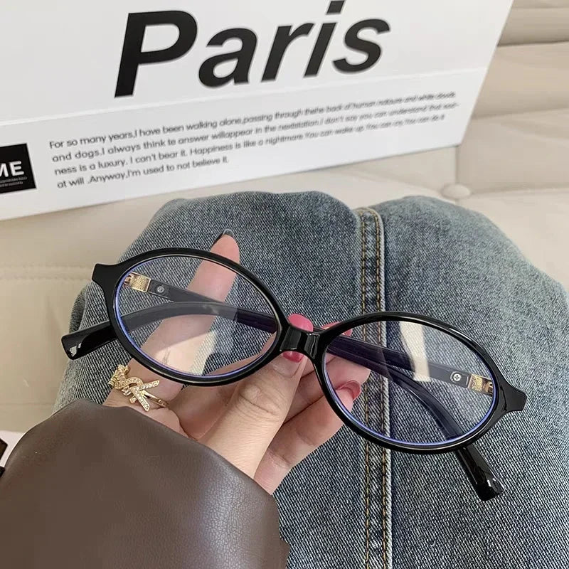 Y2K Retro Oval Frame Glasses Women Leopard Ins Sweet Cool Eyewear Trend Brand Reading Computer Anti Blue Light Eyeglasses