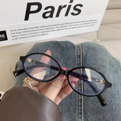 Y2K Retro Oval Frame Glasses Women Leopard Ins Sweet Cool Eyewear Trend Brand Reading Computer Anti Blue Light Eyeglasses