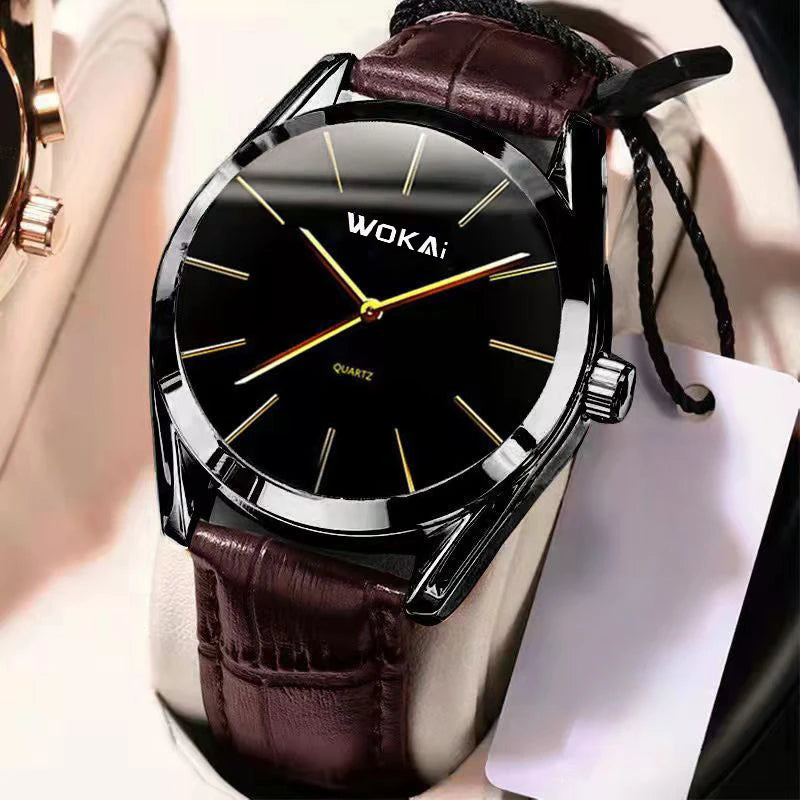 2025 New Fashion Business Watch Men's Watches Casual Leather Band Quartz Wristwatches Men Relogio Masculino Montre Homme