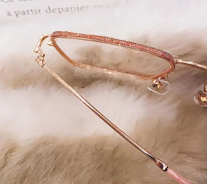 Anti Blue Light Reading Glasses Women Fashion Glitter Anti Blue Light Presbyopic Eyeglasses Frame Oversize Metal Eyewear óculos