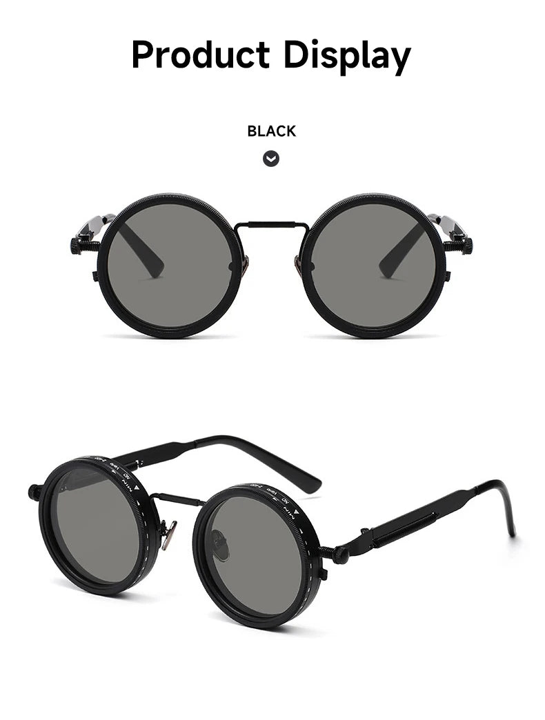 Polarized Round Sunglasses Men ND9 Adjustable Dimming Sun Glasses Women Retro Punk Fishing Eyeglasses Outdoor Shades UV400