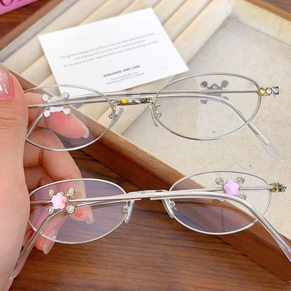 Fashion Punk Small Frame Glasses Retro Silver Anti Blue Light Eyewear for Women Y2K Rhinestone Glasses Girl Reading Eyeglasses