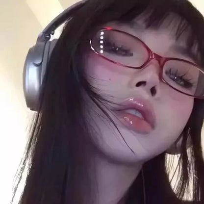 Retro Red Small Frame Face Y2K Spicy Girl Eyeglasses