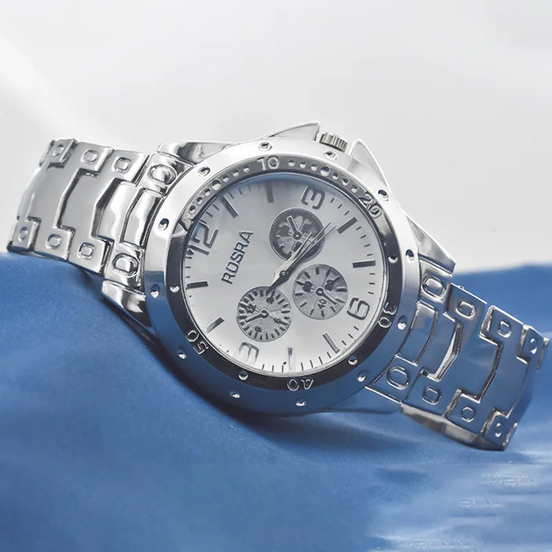 Men Business Watches Fashion Steel Strap Men and Women Luxury Gold Casual Couple Watches Three Eyes Dial Wristwatch Wholesale