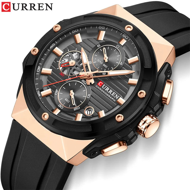 Curren 8462 Top Brand Luxury Men Watch Silicone Sports Quartz Mens Watches