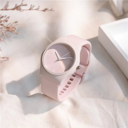 Candy Colors Silicone Strap Quartz Wristwatch Student Watch INS Korean Fashion Trendy Ladies Wristwatch Simple Versatile Clock