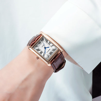 Rebirth 002 Roman Scale Black Elegant Mini Light Women's Leisure Watch Top Brand Quartz Movement Leather Strap Fashion